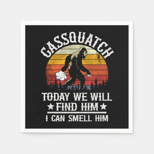 Funny Bigfoot Gassquatch Fart Sasquatch Vintage Napkin (Front)