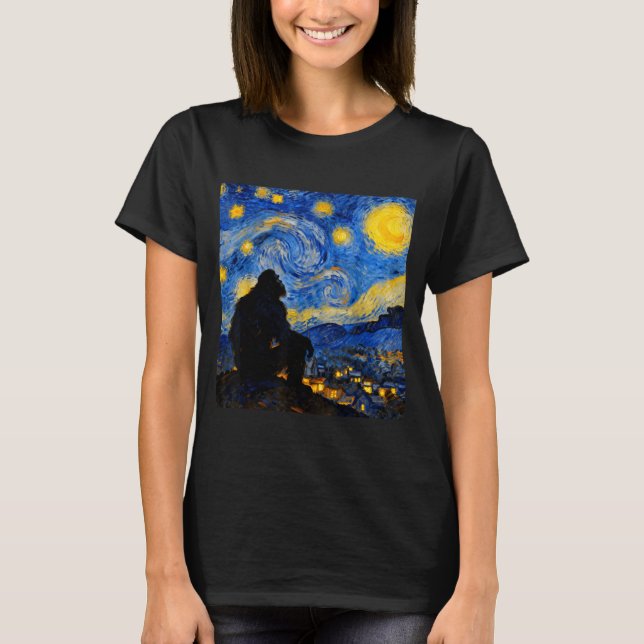 Funny Bigfoot Graphic Van Gogh Style Sasquatch Sta T-Shirt (Front)