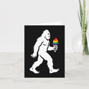 Funny Bigfoot Holding Rainbow Cream Cone Card