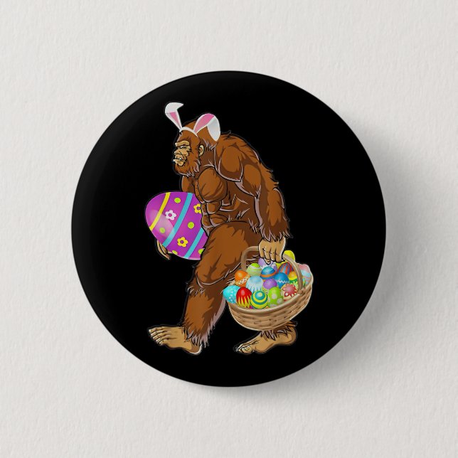 Funny Bigfoot Hunting Easter Eggs  2 Inch Round Button (Front)