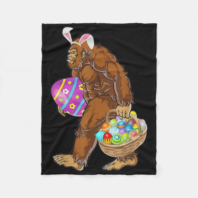 Funny Bigfoot Hunting Easter Eggs  Fleece Blanket (Front)