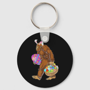 Funny Bigfoot Hunting Easter Eggs Keychain