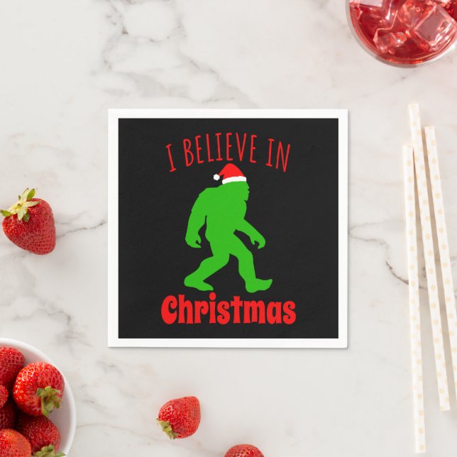 Funny Bigfoot I Believe In Christmas    Napkin (Insitu)