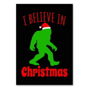Funny Bigfoot I Believe In Christmas Table Number