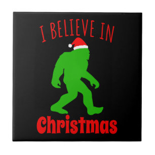 Funny Bigfoot I Believe In Christmas Tile