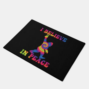 Funny Bigfoot I Believe In Peace Doormat