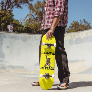 Funny Bigfoot I Believe In Peace Skateboard