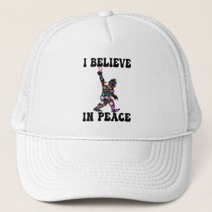Funny Bigfoot I Believe In Peace Trucker Hat