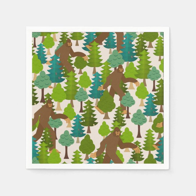 Funny Bigfoot in the Woods Napkin (Front)