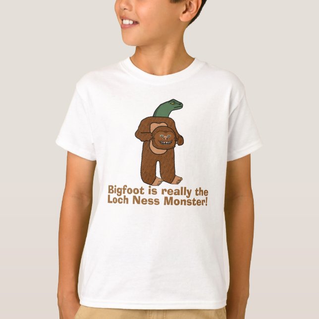 Funny Bigfoot Loch Ness Monster T-Shirt (Front)