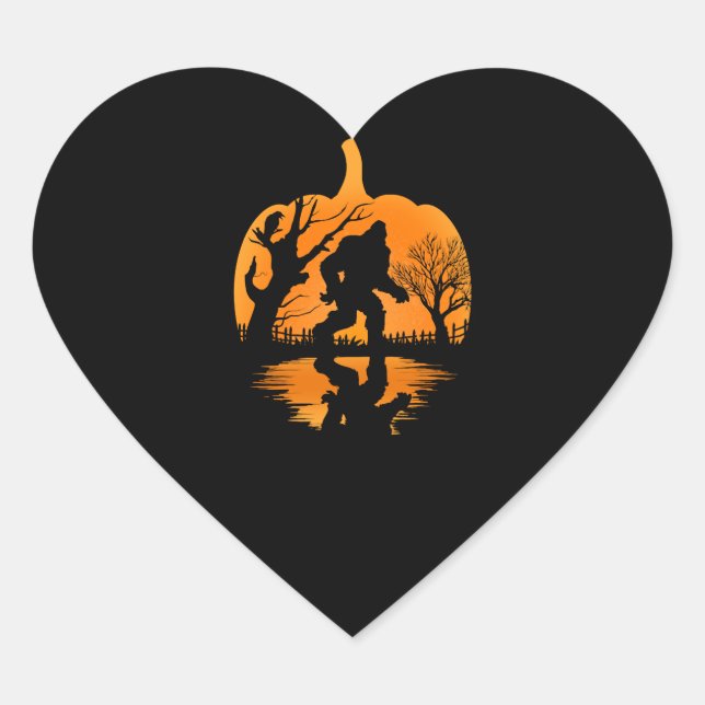 Funny Bigfoot Lover Halloween Gift - Halloween  Heart Sticker (Front)
