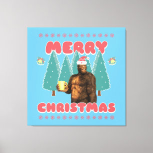 Funny Bigfoot - Merry Christmas Canvas Print