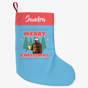 Funny Bigfoot - Merry Christmas Personalized Small Christmas Stocking