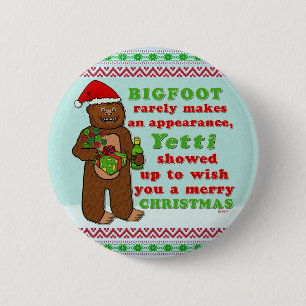Funny Bigfoot Merry Christmas Sasquatch Pun 2 Inch Round Button