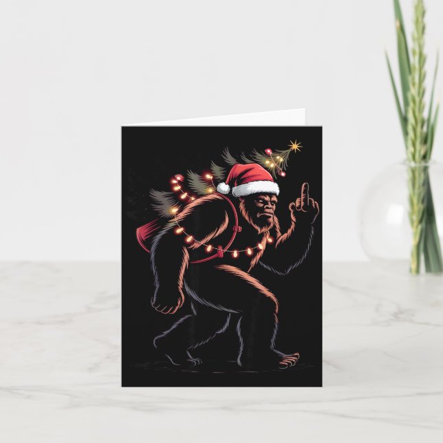 Funny Bigfoot Middle Finger Christmas Sasquatch An Card (Front)