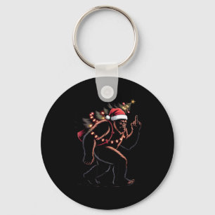 Funny Bigfoot Middle Finger Christmas Sasquatch An Keychain