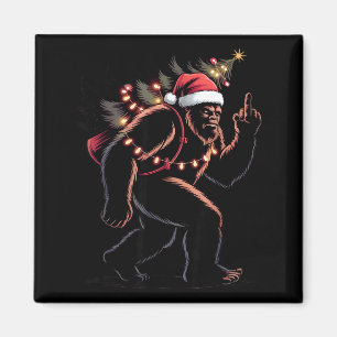 Funny Bigfoot Middle Finger Christmas Sasquatch An Magnet