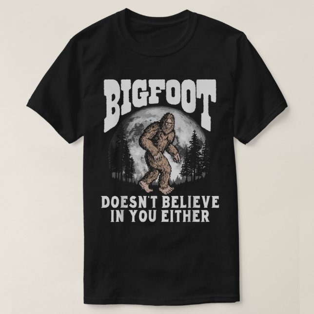 Funny Bigfoot Moon Forest Design T-Shirt (Design Front)