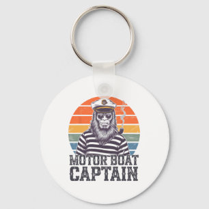 Funny Bigfoot Motor Boat Captain Keychain