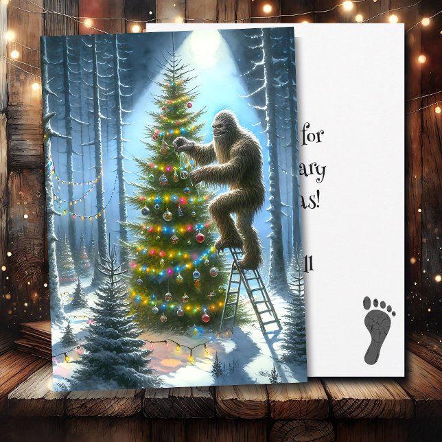 Funny Bigfoot Personalized Christmas Holiday Card (Creator Uploaded)
