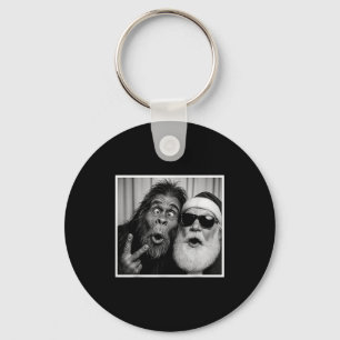 Funny Bigfoot Photobooth With Santa Christmas Xmas Keychain