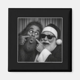 Funny Bigfoot Photobooth With Santa Christmas Xmas Magnet