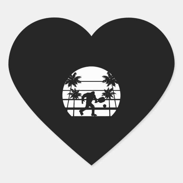 Funny Bigfoot Pickleball Heart Sticker (Front)
