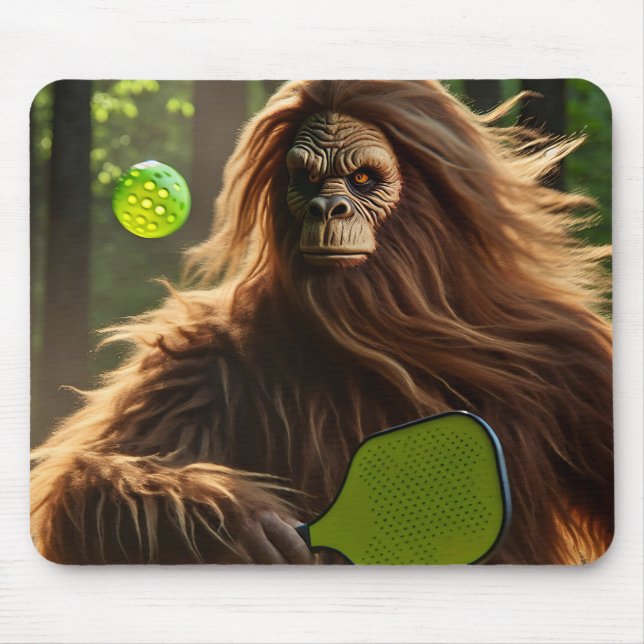 Funny Bigfoot Playing Pickleball  Mouse Pad (Front)