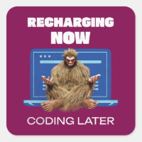 Funny Bigfoot Programmer Recharging Coding Later