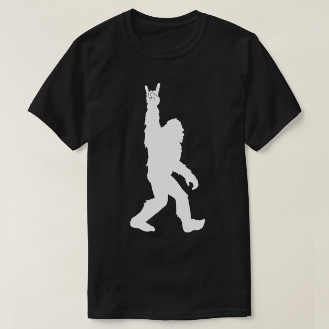 Funny Bigfoot Rock And Roll Tshirt For Sasquatch B (Design Front)
