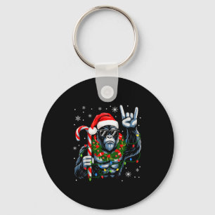 Funny Bigfoot Rock On Pajamas Pjs Christmas Xmas M Keychain