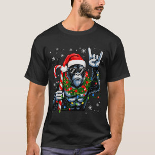 Funny Bigfoot Rock On Pajamas Pjs Christmas Xmas M T-Shirt