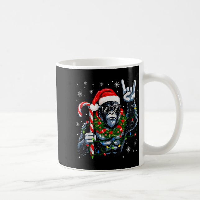 Funny Bigfoot Rock On Pyjamas Pjs Christmas Xmas M Coffee Mug (Right)