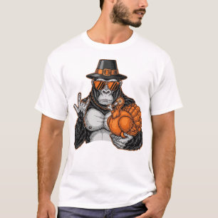 Funny Bigfoot Rock On Turkey Vintage Thanksgiving  T-Shirt