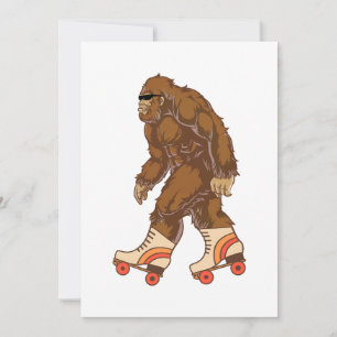 Funny Bigfoot Roller Skating Holiday Card