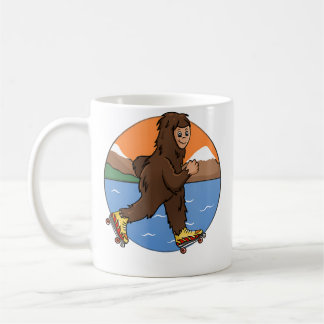 Funny Bigfoot Roller Skating Lover Skater Illustra Coffee Mug