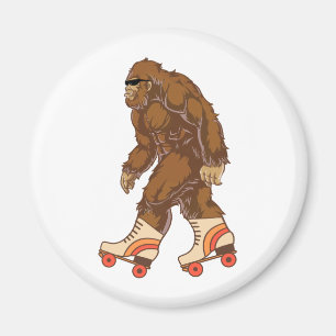 Funny Bigfoot Roller Skating Magnet