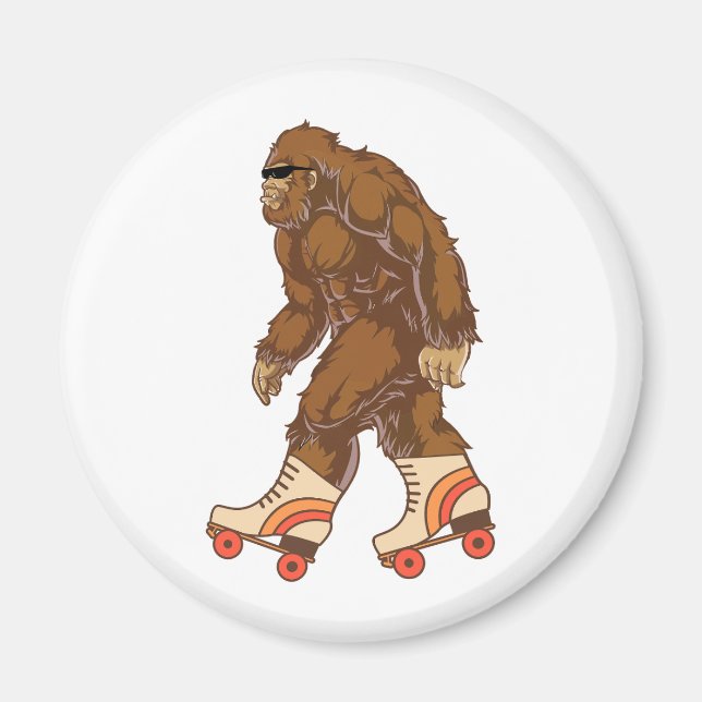 Funny Bigfoot Roller Skating  Magnet (Front)