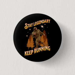 Funny Bigfoot Running Motivation 1 Inch Round Button