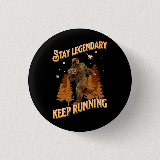 Funny Bigfoot Running Motivation 1 Inch Round Button (Front)