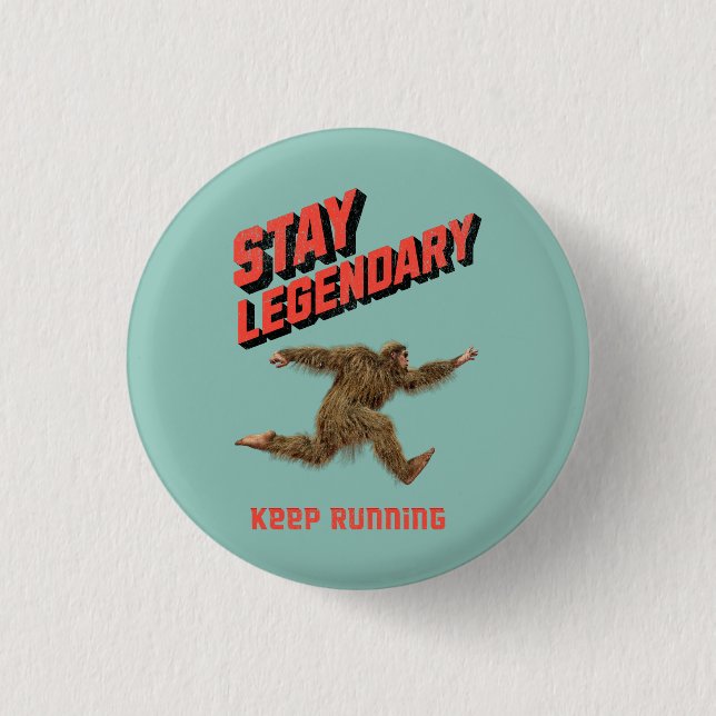 Funny Bigfoot Running Motivation 1 Inch Round Button (Front)