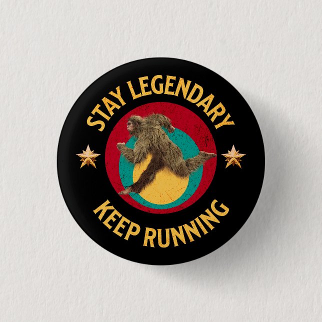 Funny Bigfoot Running Motivation 1 Inch Round Button (Front)