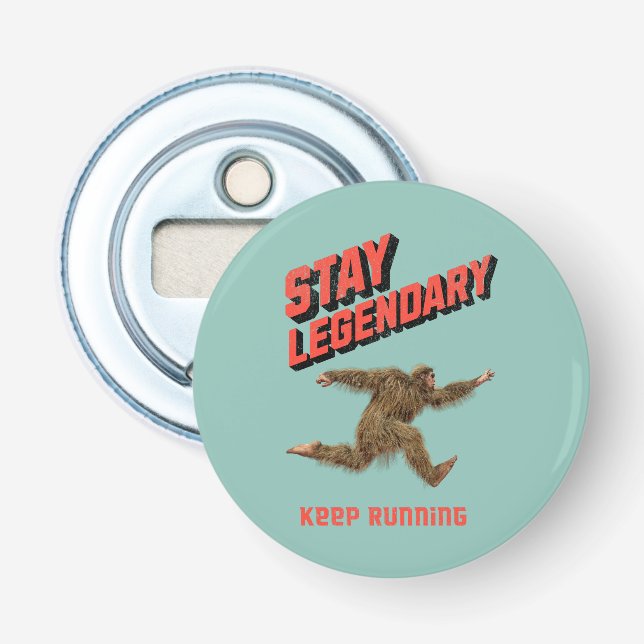 Funny Bigfoot Running Motivation Bottle Opener (Front)