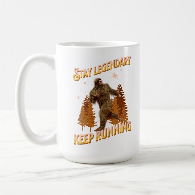 Funny Bigfoot Running Motivation Coffee Mug (Left)