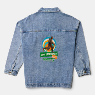 Funny Bigfoot Running Motivation Denim Jacket