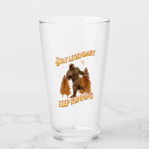 Funny Bigfoot Running Motivation Glass
