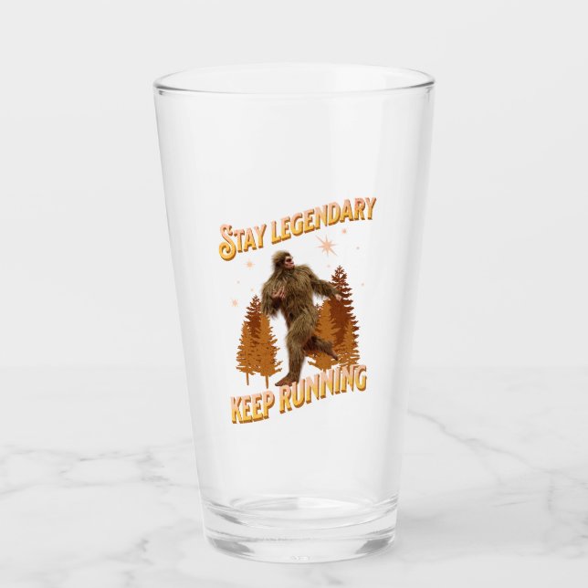 Funny Bigfoot Running Motivation Glass (Front)