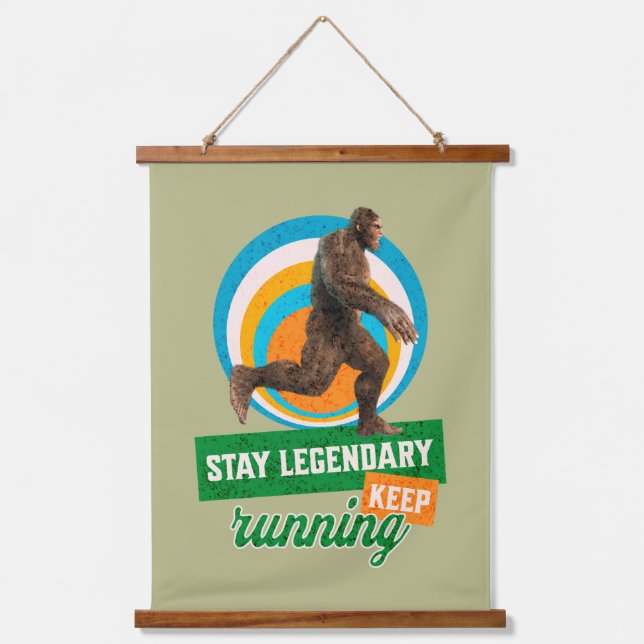 Funny Bigfoot Running Motivation Hanging Tapestry (Front)