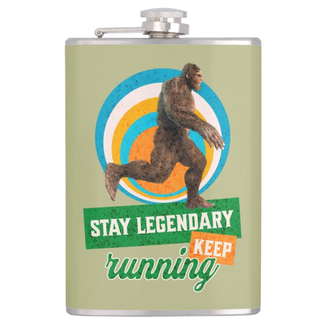 Funny Bigfoot Running Motivation Hip Flask (Front)