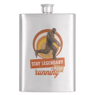 Funny Bigfoot Running Motivation Hip Flask